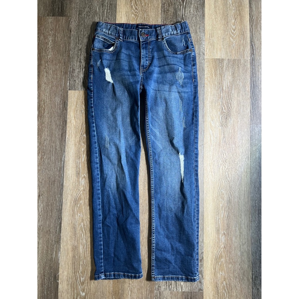 Tommy Hilfiger‎ Boys Regular Fit Distressed Blue Jeans Size 16 Medium Wash